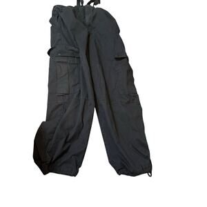 Gap Black Cargo Utility Pants Adjustable Waist Drawstring Hem Pockets Casual Lg